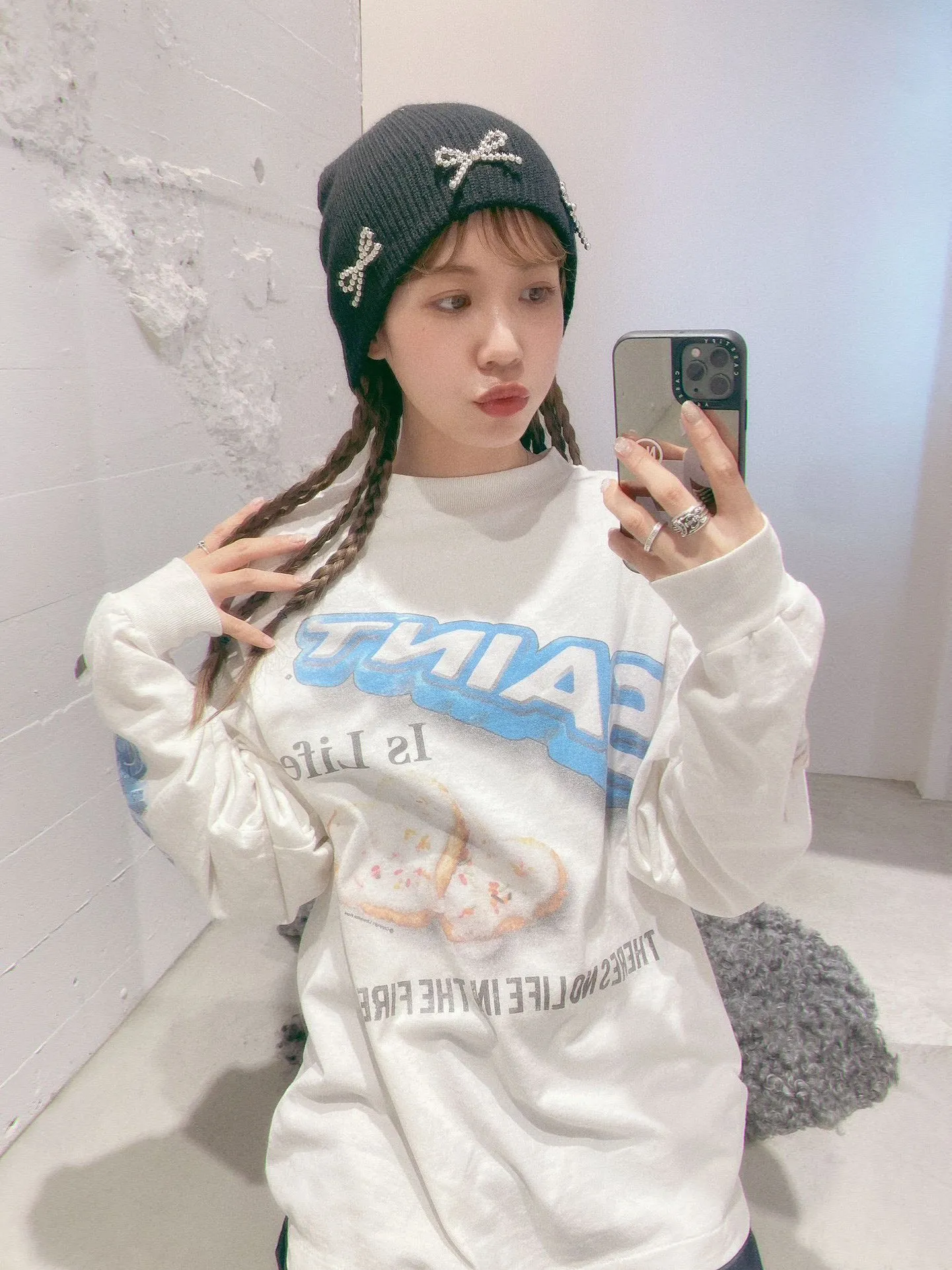 SAINT Mxxxxxx HEART COOKIES L/S TEE/WHT Love Oreo printed long sleeves Off-white S-XL Customized co-branded main mark/wash mark Correct version Ready-made garments washed and distressed VINTAGE feeling Top-notch printing technology Perfect restoration